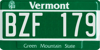 VT license plate BZF179
