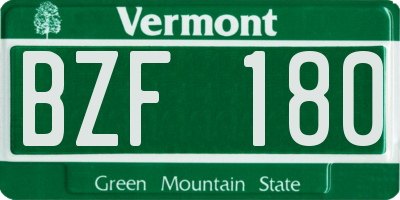 VT license plate BZF180