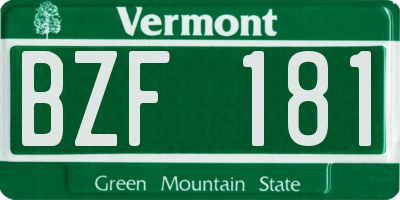 VT license plate BZF181