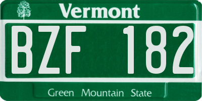 VT license plate BZF182