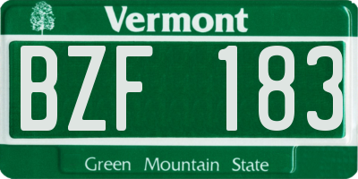 VT license plate BZF183