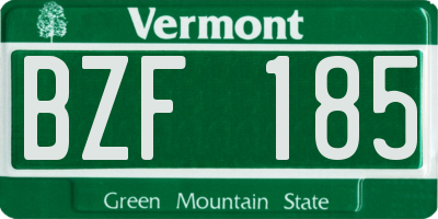 VT license plate BZF185