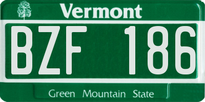 VT license plate BZF186