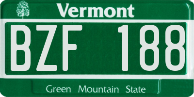 VT license plate BZF188