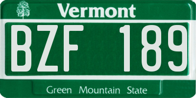 VT license plate BZF189