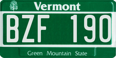 VT license plate BZF190