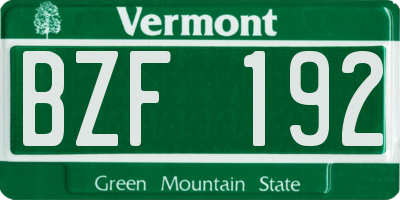 VT license plate BZF192