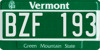 VT license plate BZF193