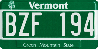 VT license plate BZF194