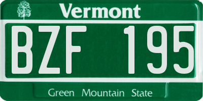 VT license plate BZF195
