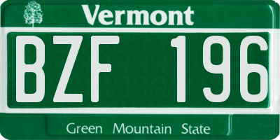 VT license plate BZF196