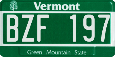 VT license plate BZF197