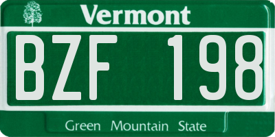 VT license plate BZF198