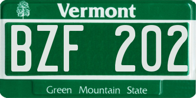 VT license plate BZF202