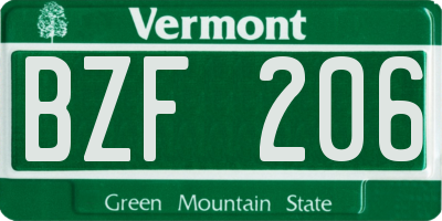 VT license plate BZF206