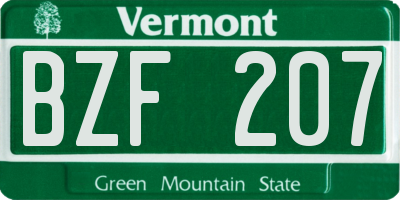 VT license plate BZF207