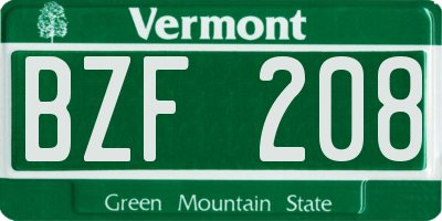 VT license plate BZF208