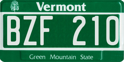 VT license plate BZF210