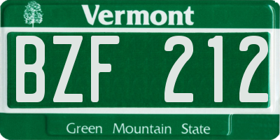 VT license plate BZF212