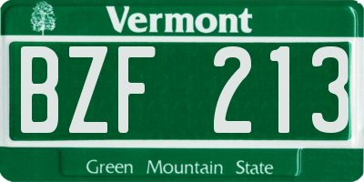 VT license plate BZF213