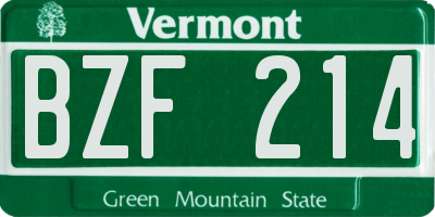 VT license plate BZF214