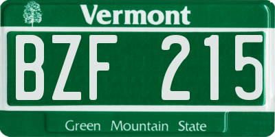 VT license plate BZF215