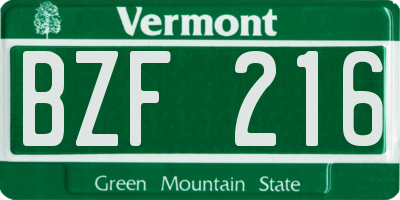 VT license plate BZF216