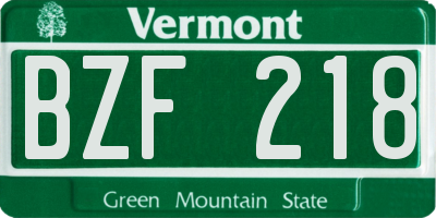 VT license plate BZF218