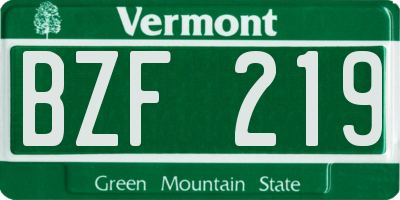 VT license plate BZF219