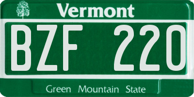 VT license plate BZF220