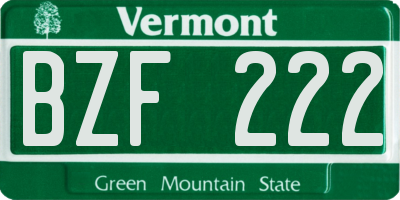 VT license plate BZF222