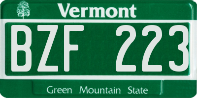 VT license plate BZF223