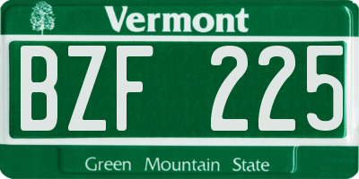 VT license plate BZF225