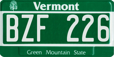 VT license plate BZF226