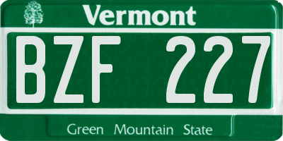 VT license plate BZF227