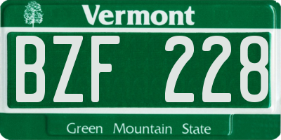 VT license plate BZF228