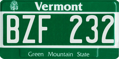 VT license plate BZF232