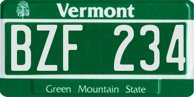 VT license plate BZF234