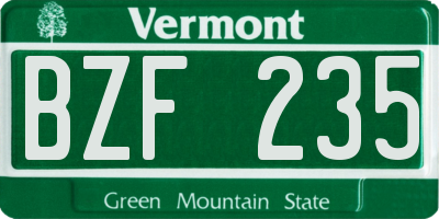 VT license plate BZF235