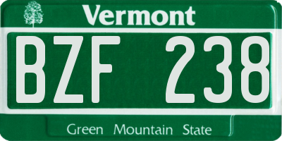 VT license plate BZF238