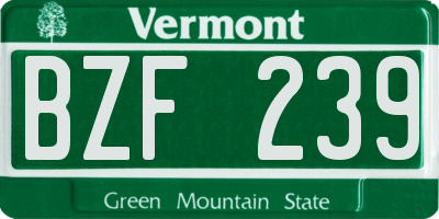 VT license plate BZF239