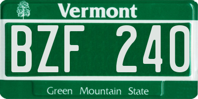 VT license plate BZF240