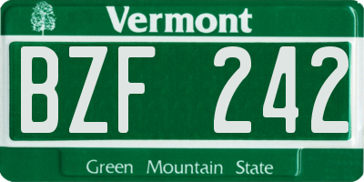 VT license plate BZF242