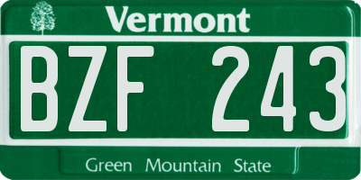 VT license plate BZF243