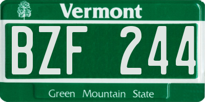 VT license plate BZF244