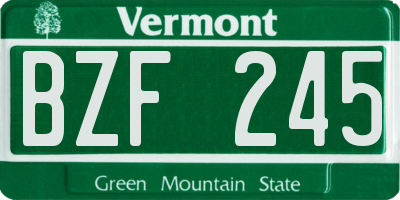 VT license plate BZF245