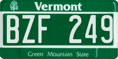 VT license plate BZF249