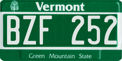VT license plate BZF252