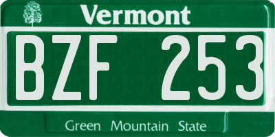 VT license plate BZF253