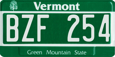 VT license plate BZF254